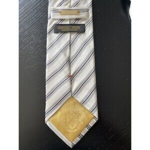 Donald J. Trump Signature Collection Medallion Silk Neck Tie white gray striped